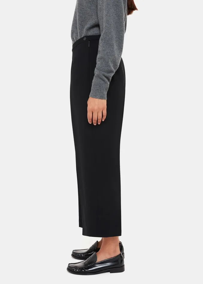 Women Trousers Whistles Black Wide Leg Cropped Trouser