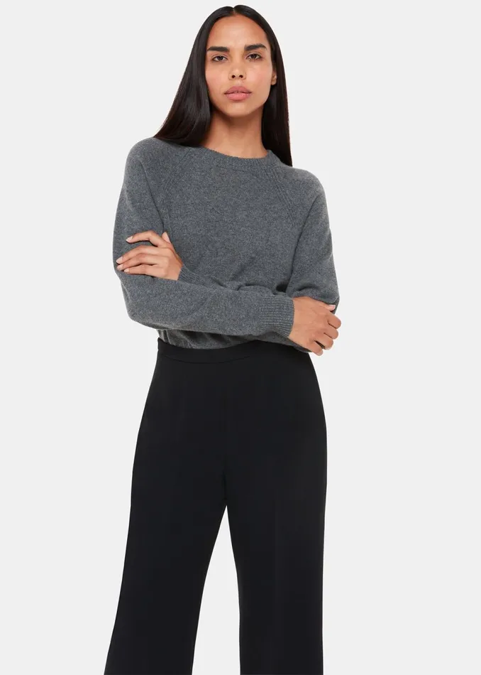 Women Trousers Whistles Black Wide Leg Cropped Trouser