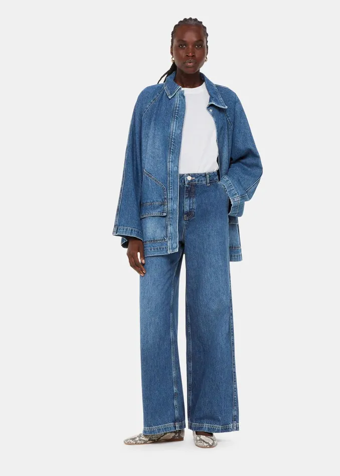 Women Trousers Whistles Denim Wide Leg High Waist Jean
