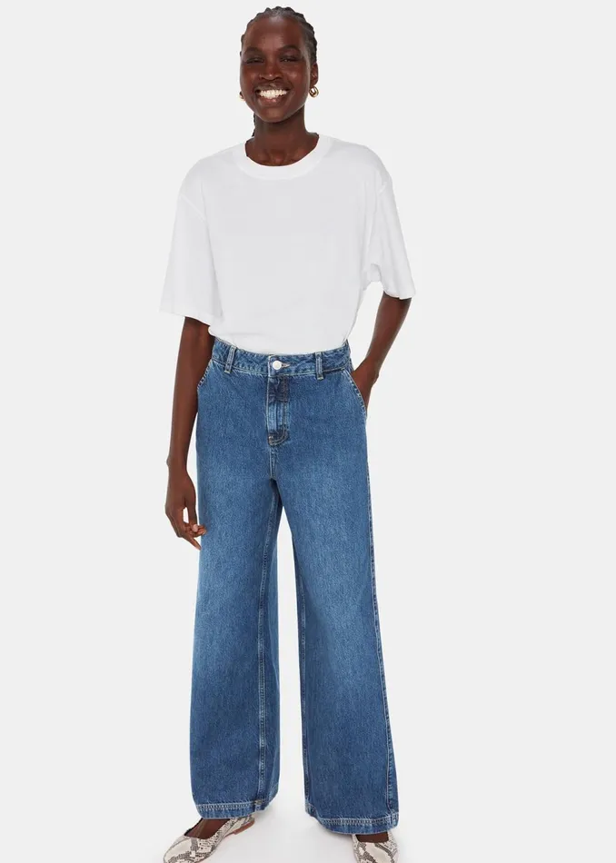 Women Trousers Whistles Denim Wide Leg High Waist Jean