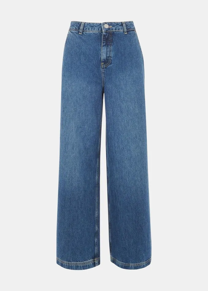 Women Trousers Whistles Denim Wide Leg High Waist Jean