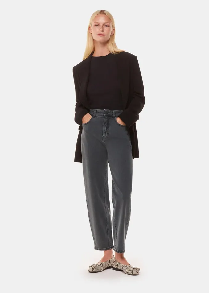 Women Trousers Whistles Grey Stretch Barrel Leg Jean