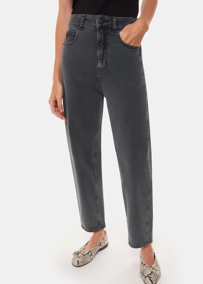 Women Trousers Whistles Grey Stretch Barrel Leg Jean