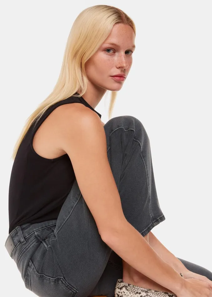 Women Trousers Whistles Grey Stretch Barrel Leg Jean