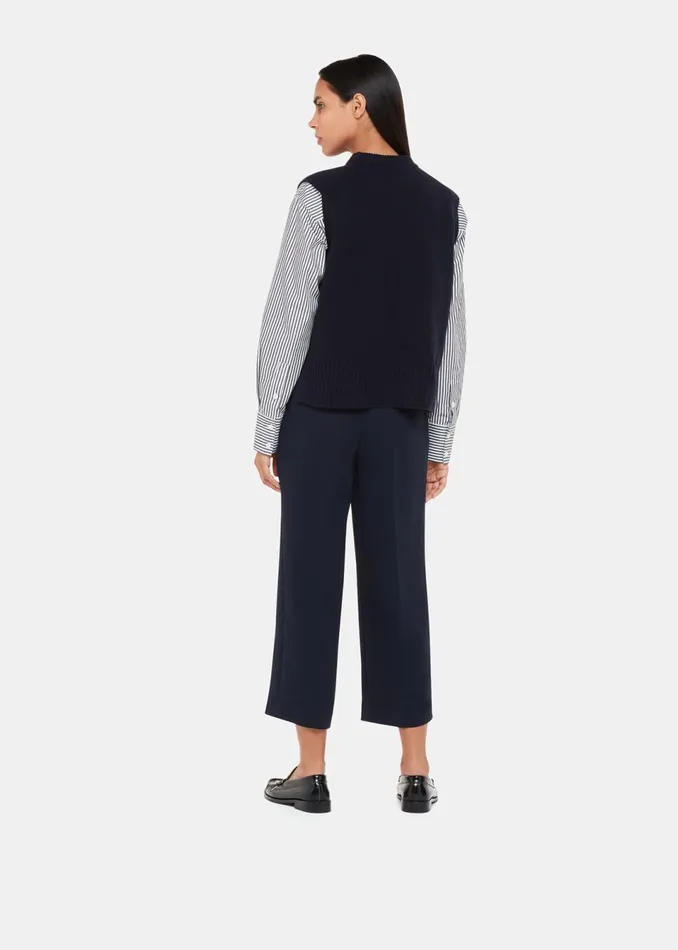 Women Trousers Whistles Navy Wide Leg Cropped Trouser