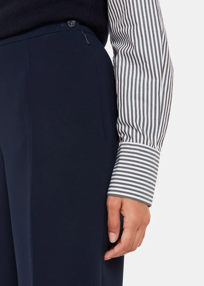 Women Trousers Whistles Navy Wide Leg Cropped Trouser
