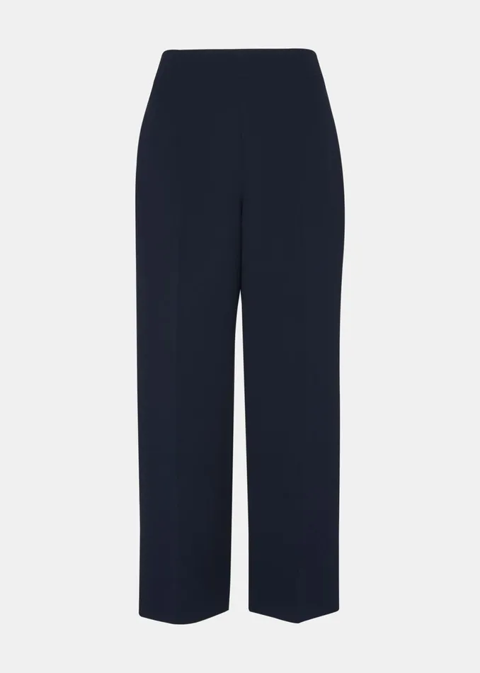 Women Trousers Whistles Navy Wide Leg Cropped Trouser