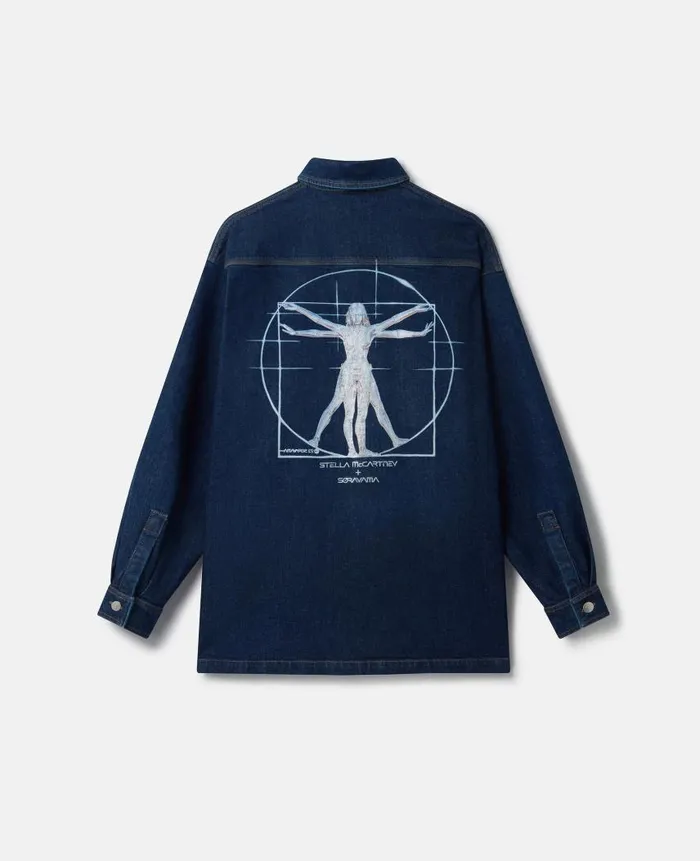 WomenUnisex Shirts And Tops Stella McCartney Platinum Dream Embroidered Oversized Denim Shirt Dark Blue