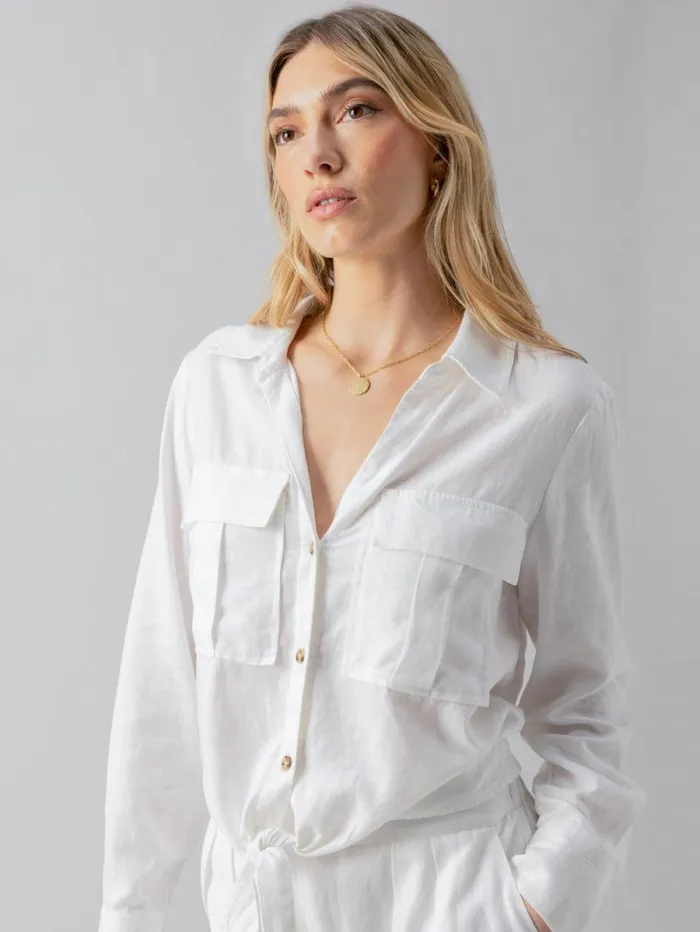 Women Utility Pocket Shirt White Sanctuary Clothing Tees and Tops