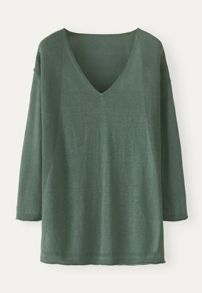 Women Vneck Sweater Bay Green Poetry Fashion Sweaters