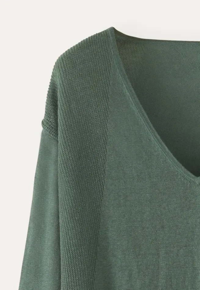 Women Vneck Sweater Bay Green Poetry Fashion Sweaters