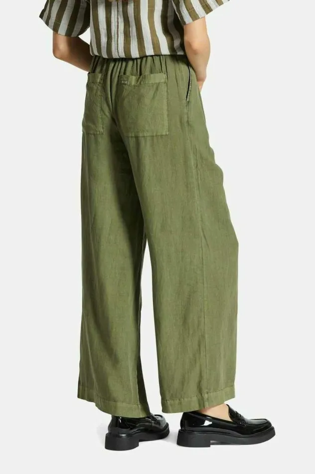 Women Vintage Linen Blend Wide Leg Pant Sea Kelp Brixton Pants