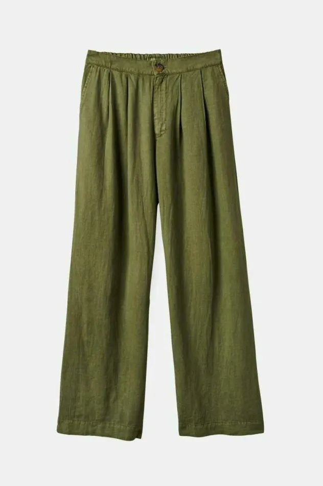 Women Vintage Linen Blend Wide Leg Pant Sea Kelp Brixton Pants