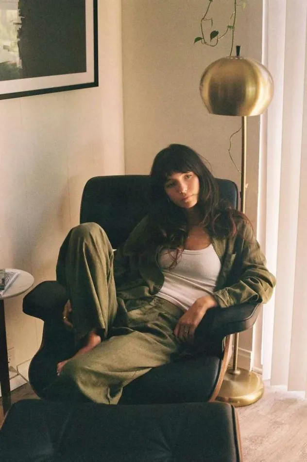 Women Vintage Linen Blend Wide Leg Pant Sea Kelp Brixton Pants