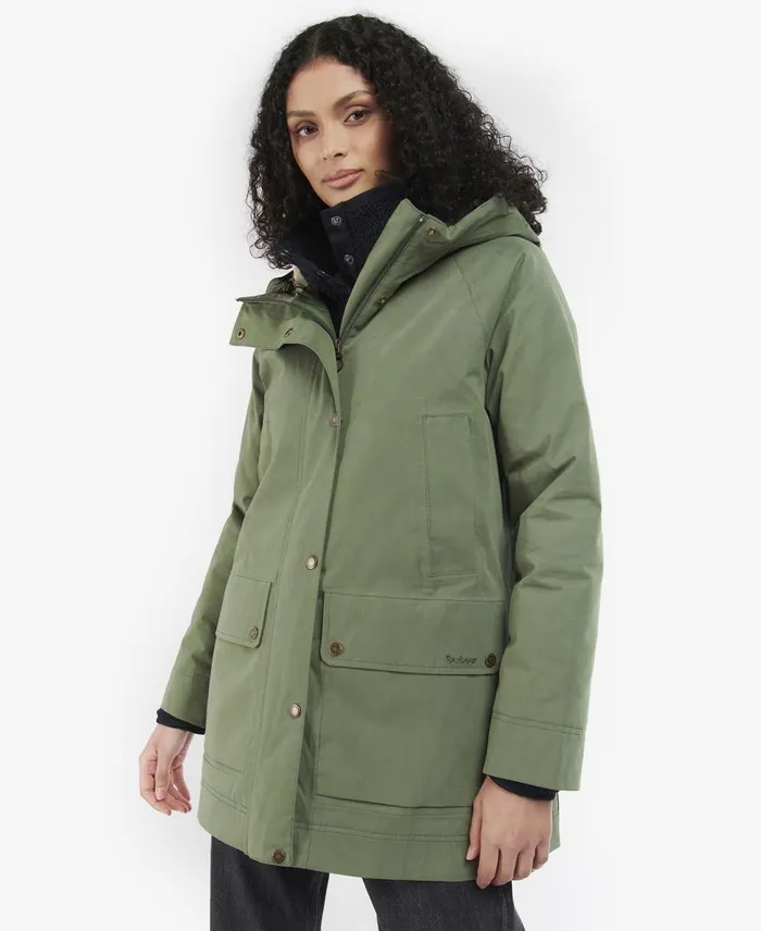Women Waterproof Jackets Barbour Winter Beadnell Jacket Moss Stoneancient