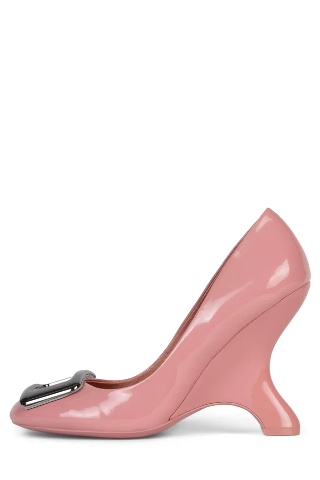 Women Wedge Jeffrey Campbell FALSETTO Pink Patent Silver