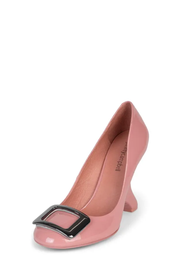 Women Wedge Jeffrey Campbell FALSETTO Pink Patent Silver