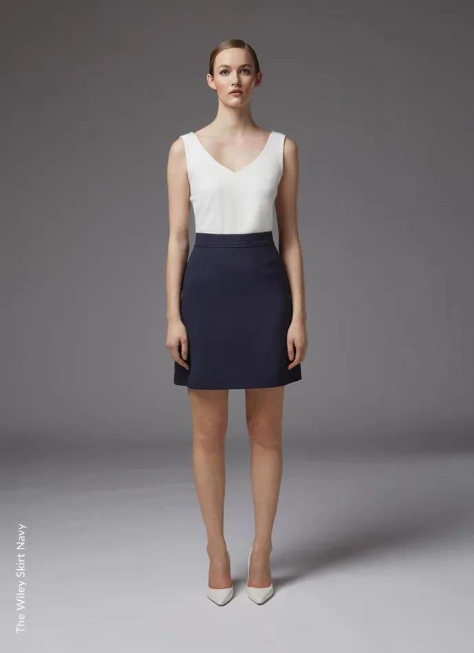 Women Wiley Navy Recycled Crepe Pencil Skirt Navy LKBennett Skirts
