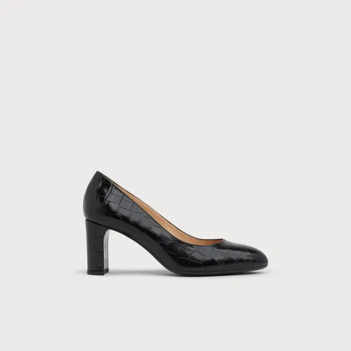 Women Winola Black Croc Effect Courts Black LKBennett Court Shoes
