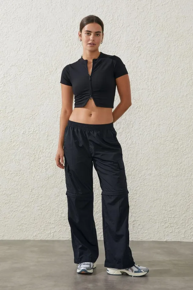 Woven Zip Off Cargo Pant Black Women Cotton On Pants