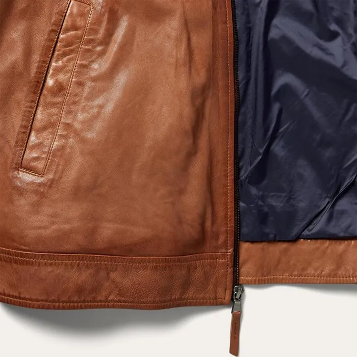 ZipFront Lightweight Leather Jacket Brown Men Stetson Jackets