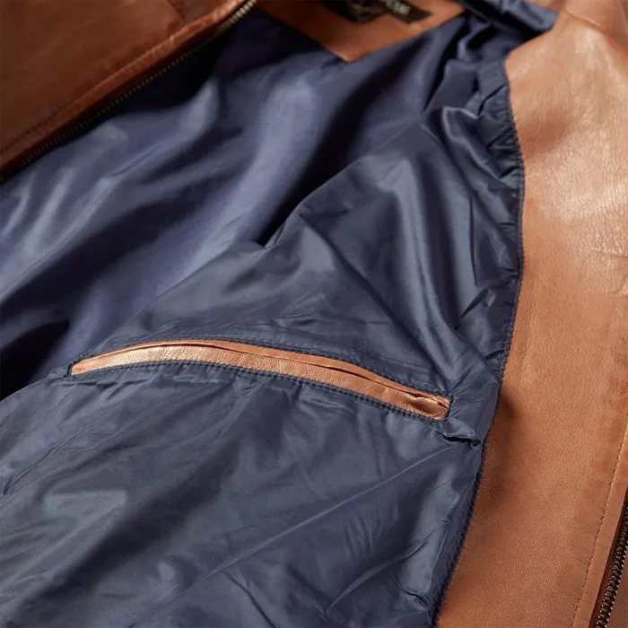 ZipFront Lightweight Leather Jacket Brown Men Stetson Jackets