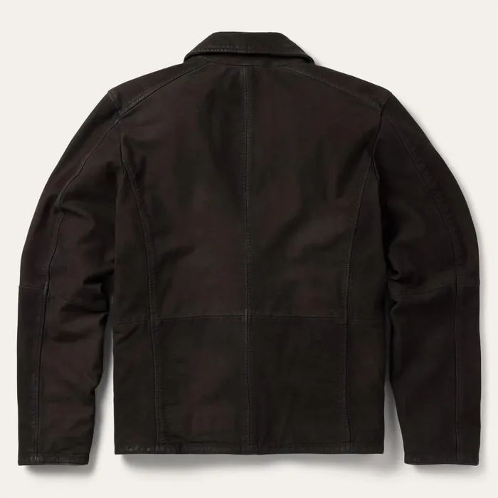 Zip Front Suede Leather Jacket Brown Men Stetson Jackets