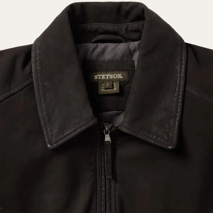 Zip Front Suede Leather Jacket Brown Men Stetson Jackets