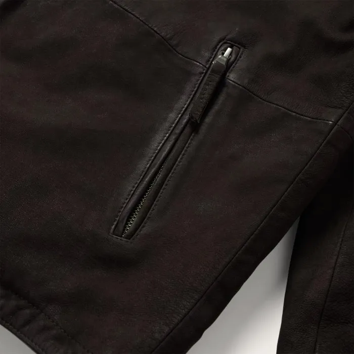 Zip Front Suede Leather Jacket Brown Men Stetson Jackets