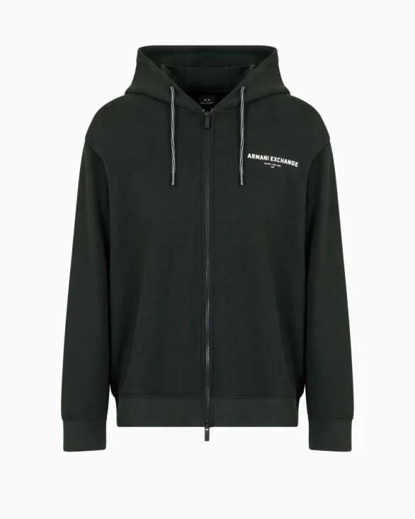 Zipup Hoodie With Milanx2FNew York Print On The Back Green Men Armani Matching Sets